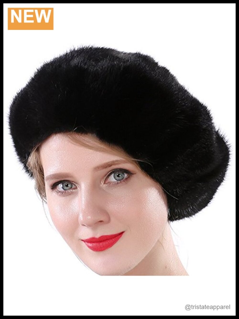 Womens Real Mink Tail Fur Winter Beret Adjustable Warm Luxury Hat